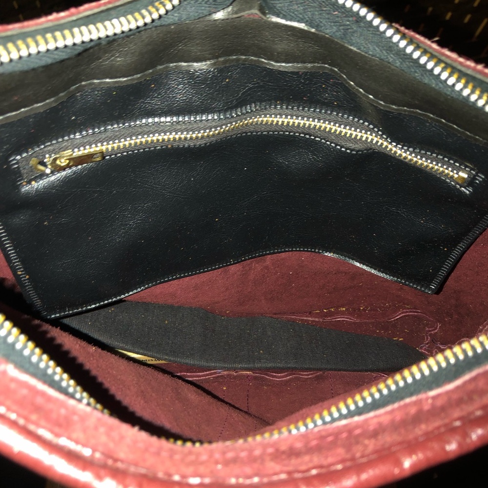 Vintage Burgundy, suede-leather Crossbody purse. - Picture 13 of 16